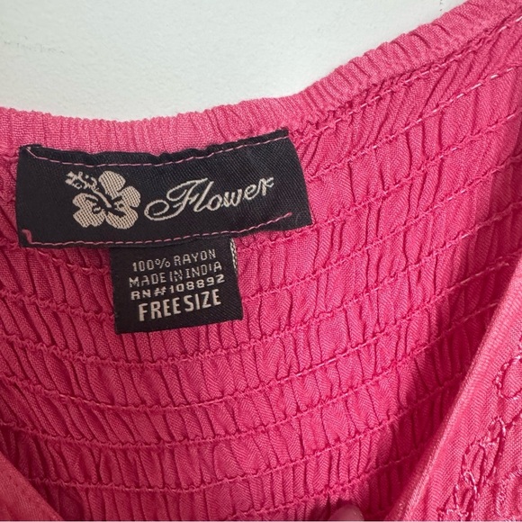 Vintage pink lace up summer sundress coquette Fairycore boho hippie OS - Picture 7 of 7